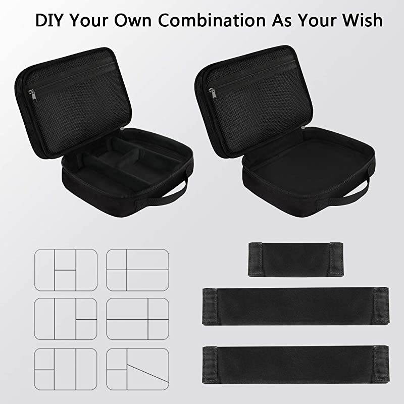 Electronics Travel Organizer Watreproof Electronic Accessories Case Portable Double Layer Cable Storage Bag for Cord Charger Flash Drive Phone Ipad Mini SD Card Black