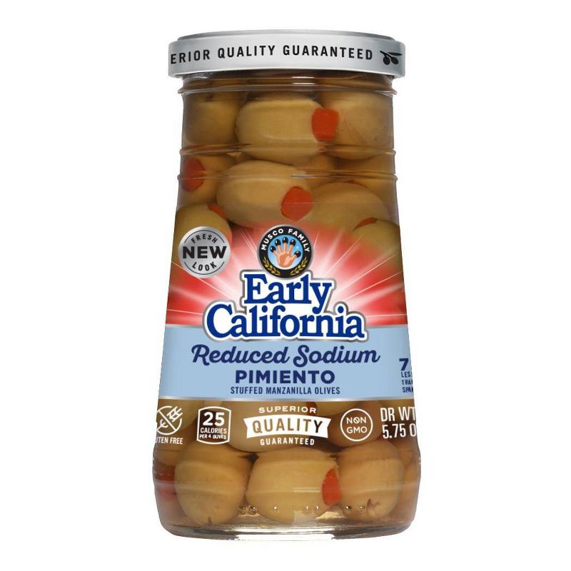 Early California Reduced Sodium Pimento Stuffed Manzanilla Olives - 5.75oz