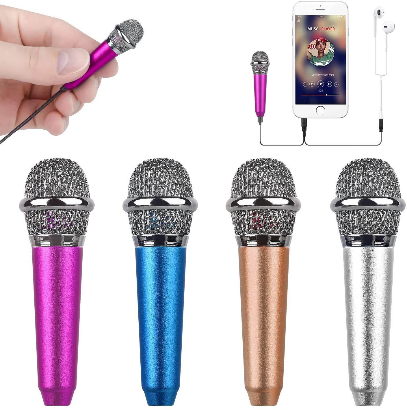 Mini Portable Vocal/Instrument Microphone For Mobile phone laptop Notebook Apple iPhone Sumsung Android With Holder Clip - Pink