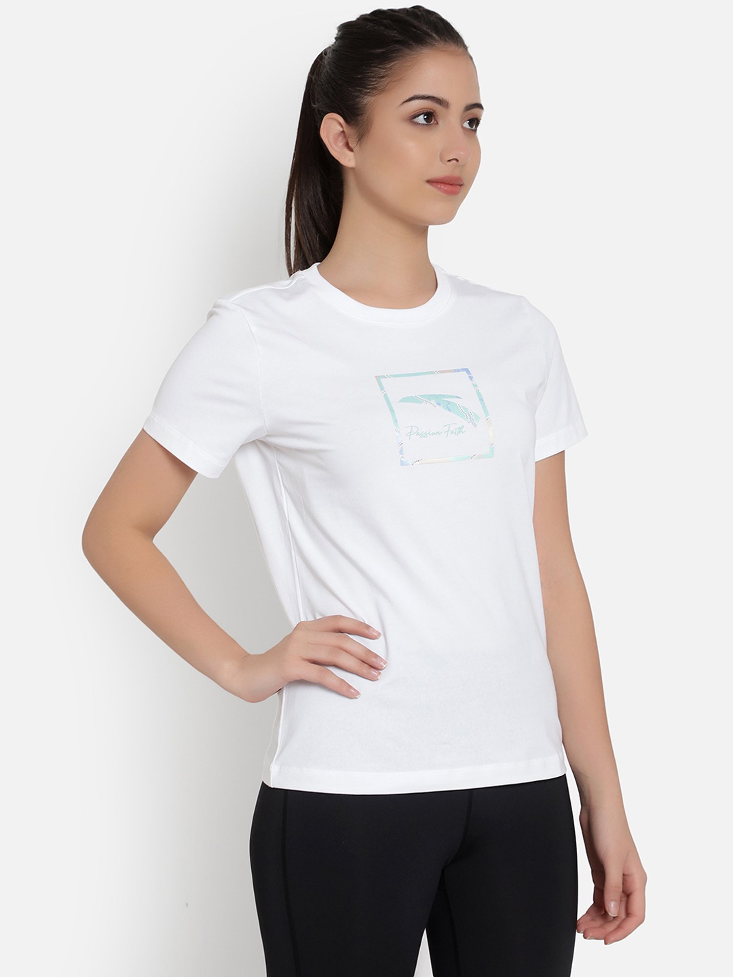 Anta White Cotton Printed Sports T-Shirt