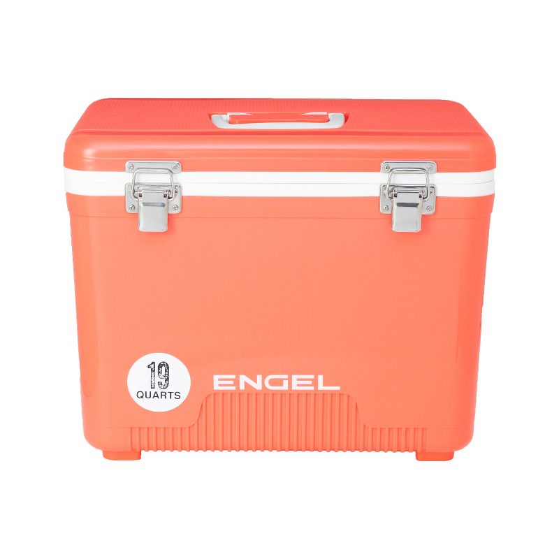 Engel 19 UC19CR Quart 32 Can Leak Proof Odor Resistant Insulated Cooler Drybox with Integrated Shoulder Strap, Coral