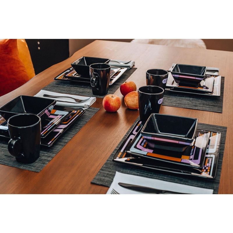 Robe Factory LLC Star Trek: The Next Generation LCARS Interface 16-Piece Ceramic Dinnerware Set