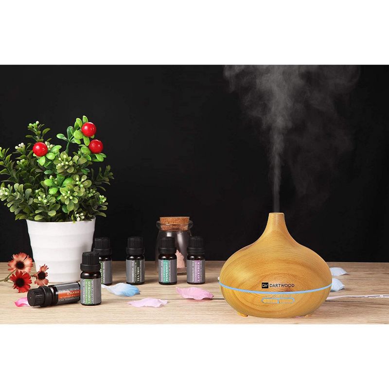 Dartwood Premium Ultrasonic Aroma Diffuser and Humidifier - Essential Oil and Mist Vaporizer with 7 LED Lighting Modes & 4 Timers (300ml)