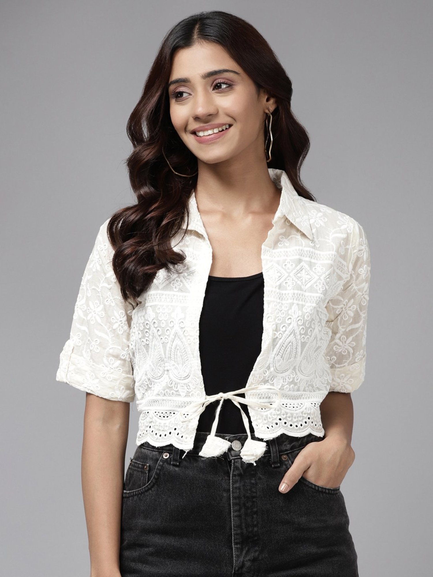 Aarika Cream Embroidered Ethnic Jacket