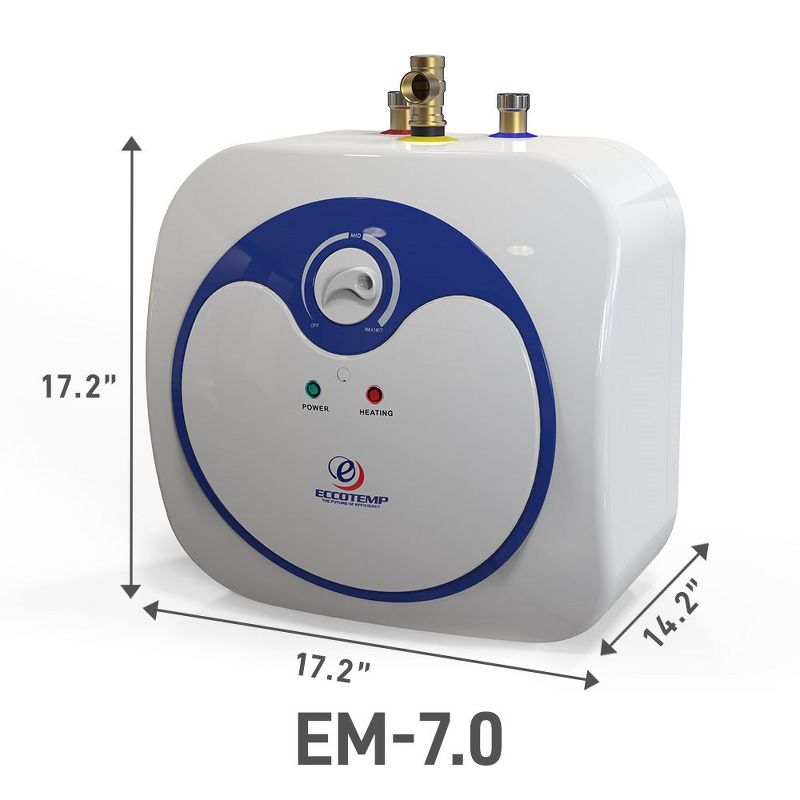 Eccotemp EM-7.0 Indoor Electric Powered Mini Storage Tank Instant Hot Water Heater, 7 Gallon, White