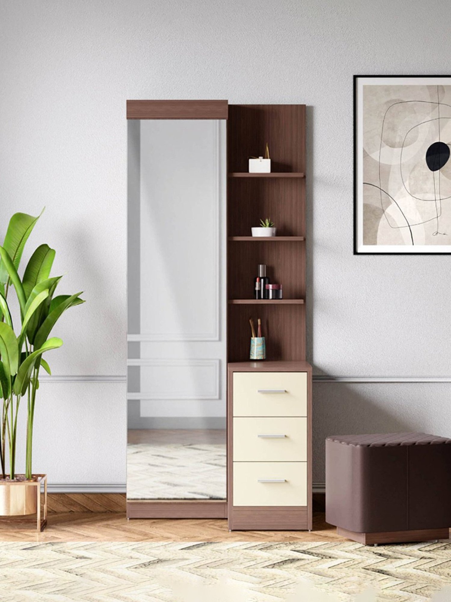 Godrej Interio Aero Valigny Oak Engineered Wood Standerd Dressing Table