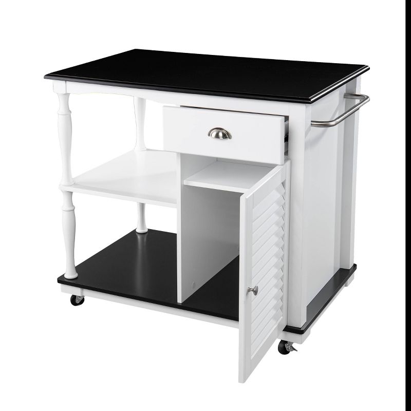 Denrard Rolling Kitchen Island with Storage White/Black - Aiden Lane