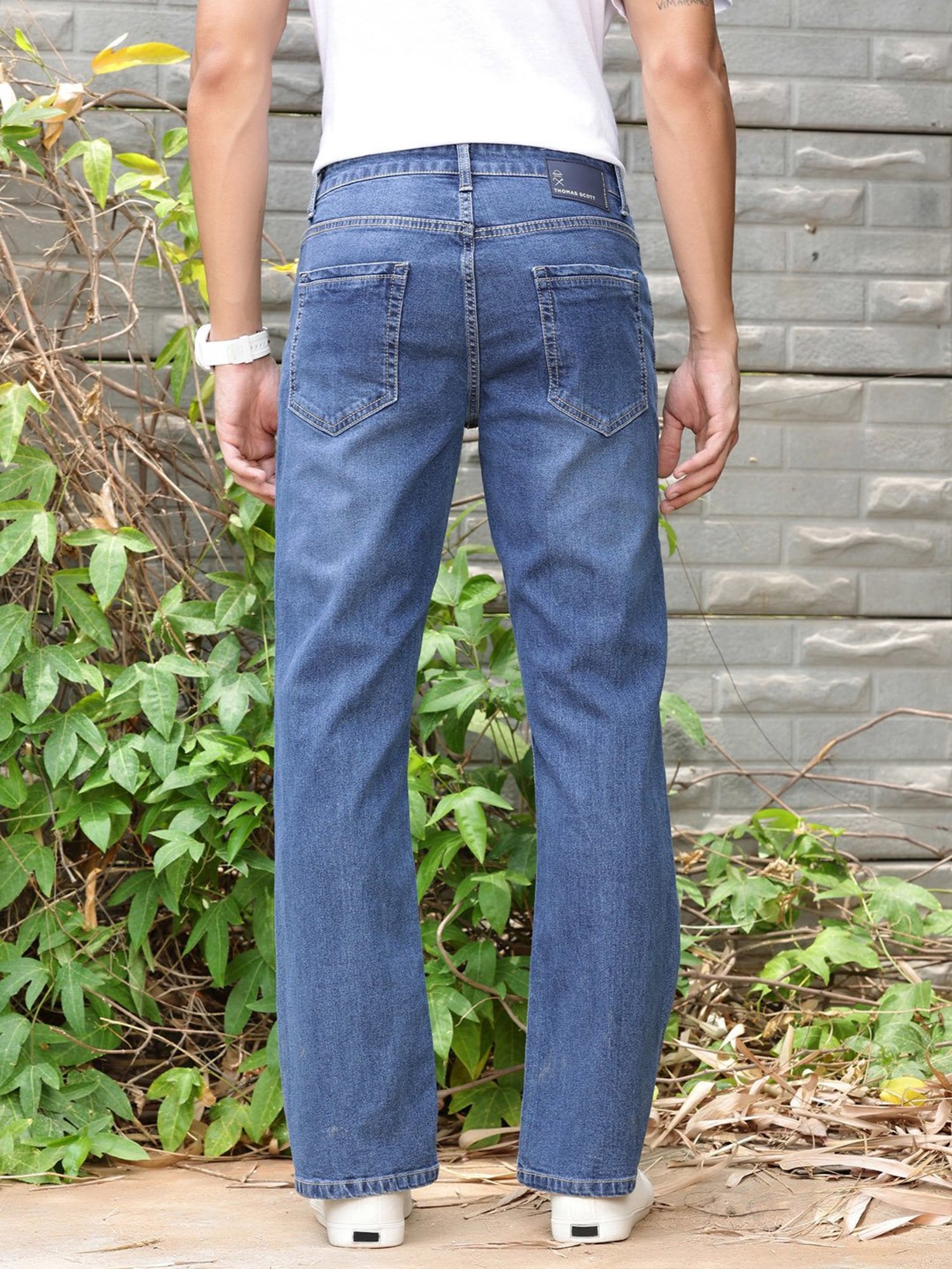 Thomas Scott Indigo Blue Slim Fit Lightly Washed Jeans