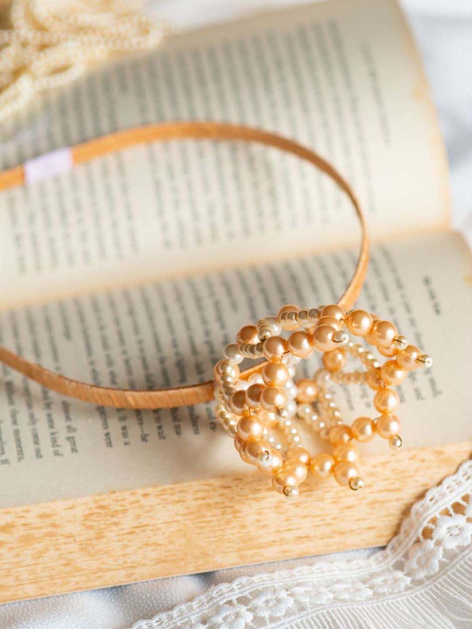 Choko Beige Embellished Hair Band