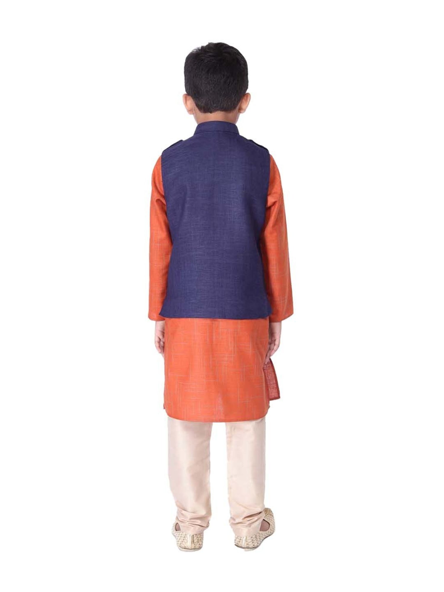 TABARD Kids Orange & Blue Cotton Printed Kurta Set