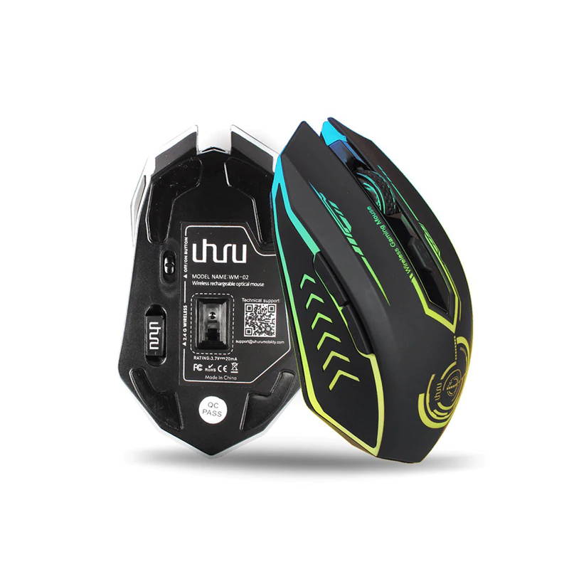 UHURU Gaming Mouse 2.4G Rechargeable Wireless 5 Buttons Changeable LED Color Ergonomic 10000 DPI PC Mouse for Computer Gaming