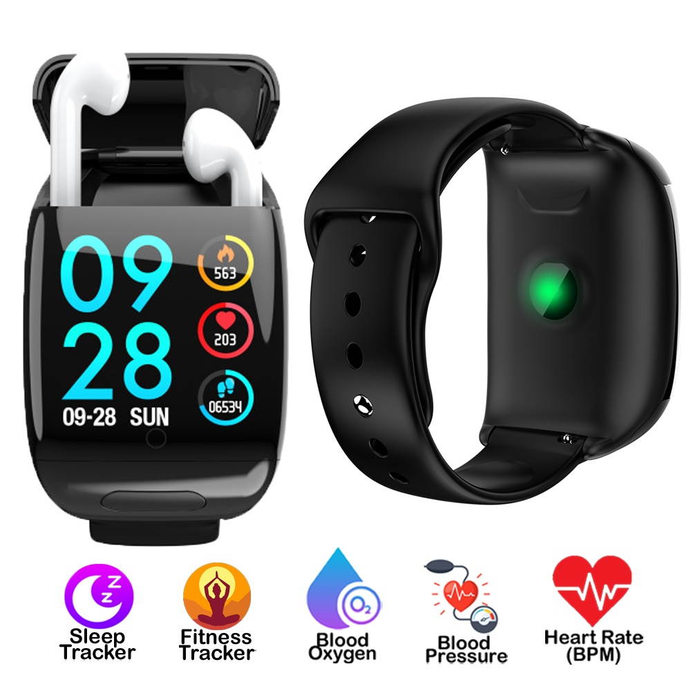 M8 Bluetooth 5.0 SmartWatch & Earbuds w/ Heart Monitor, Blood Pressure/Oxygen(SPO2) + Pedometer