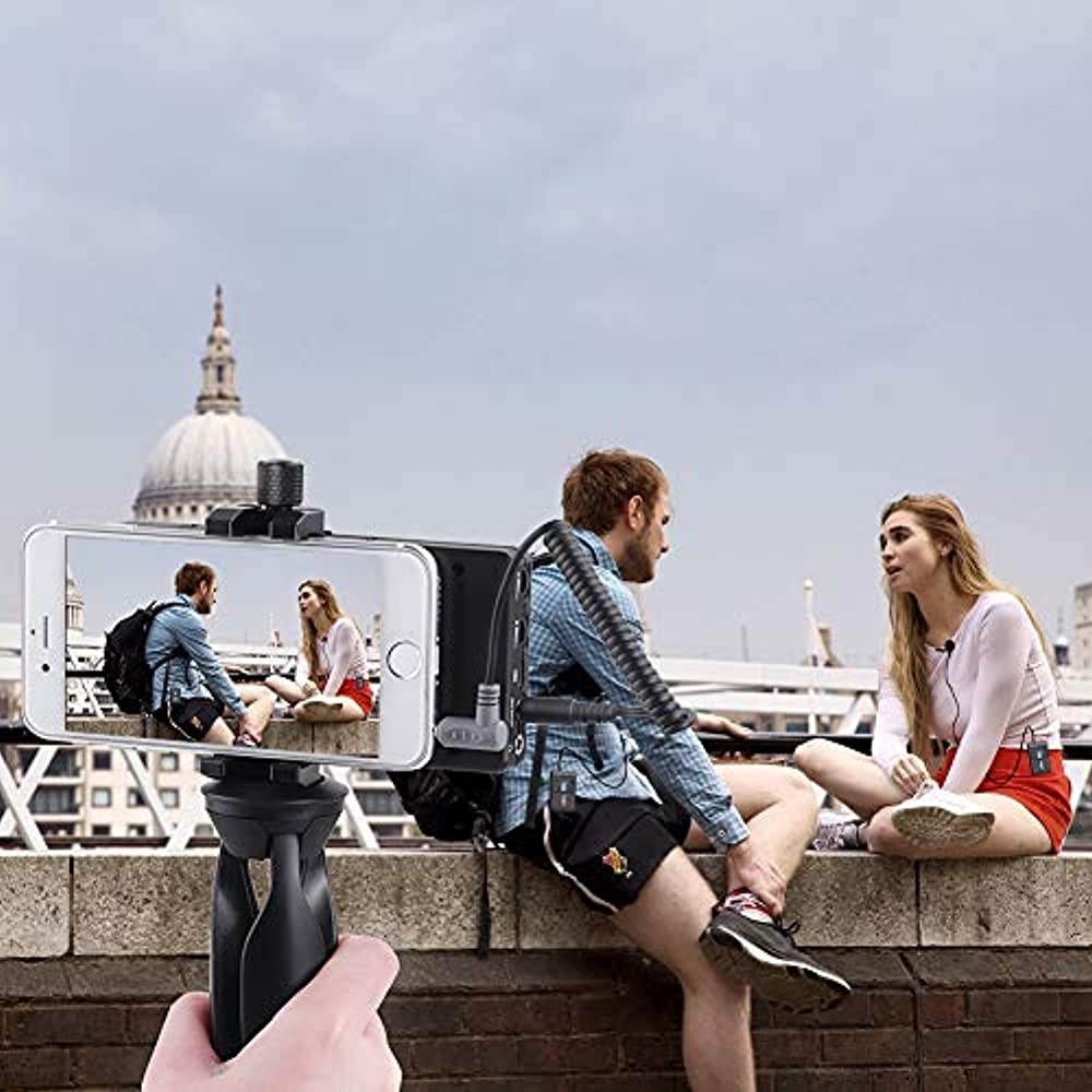 comica CVM-WS60 Combo Wireless Dual Lavalier Lapel Microphone System with UHF 12 Channels, Universal Smartphone Clamp,100-194ft Wireless Range,Wireless Microphone for Smartphones and Cameras (2Tx+1Rx)