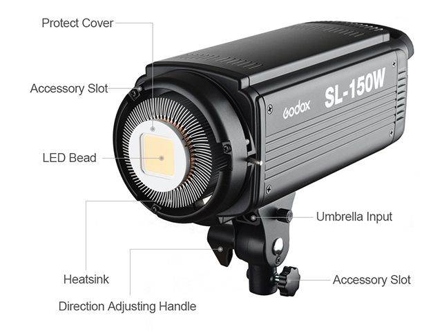 Godox SL-150W LED Video Light, 150WS White 5600K Version Compatible Bowens Mount + Remote Controller + Reflector