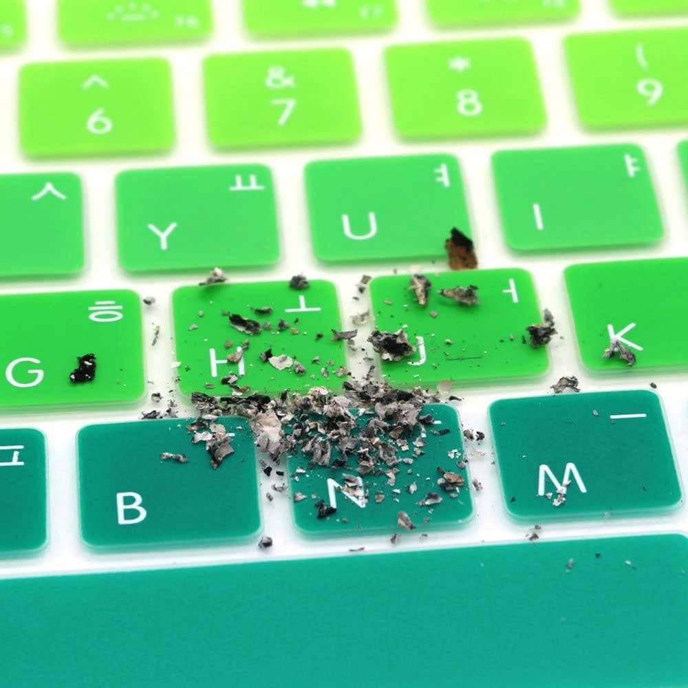 HRH Korean Silicone Keyboard Cover Skin for MacBook Air 13,MacBook Pro 13/15/17 (with or w/Out Retina Display, 2015 or Older Version)&Older iMac USA Layout Keyboard Protector-Ombre Green