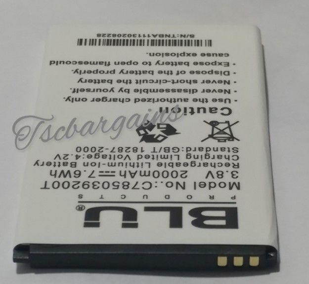 BLU DASH X2 BATTERY D110L D110U 3.8V 2000mAh  7.6Wh C785039200T