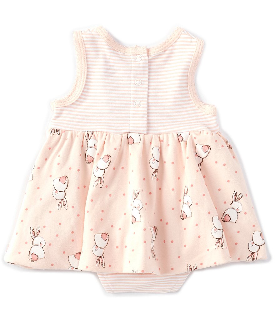 Baby Starters Baby Girls 3-12 Months Stripe/Bunny Bodysuit Dress