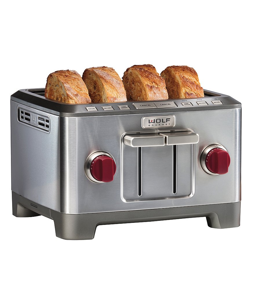 Wolf Gourmet 4-Slice Toaster With Red Knobs