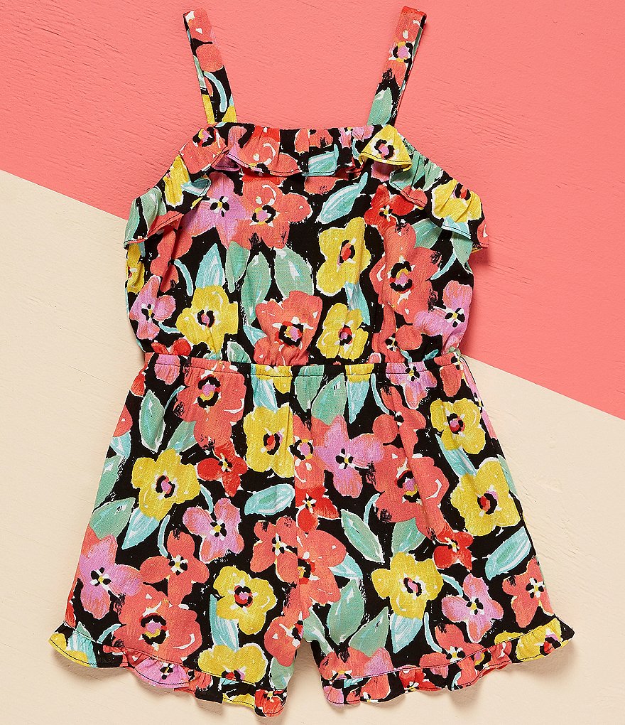 GB Girls Little Girls 2-6X Floral Print Ruffle Hem Romper