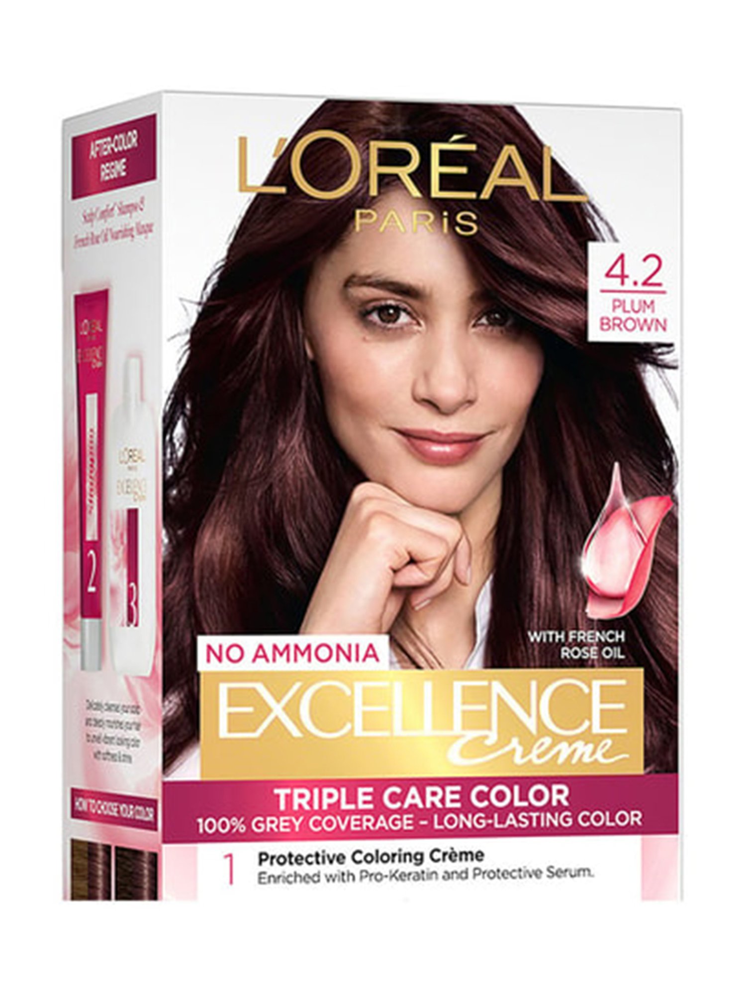 L'Oreal Paris Excellence Creme Hair Color 4.2 Plum Brown - 72 ml + 100 gm