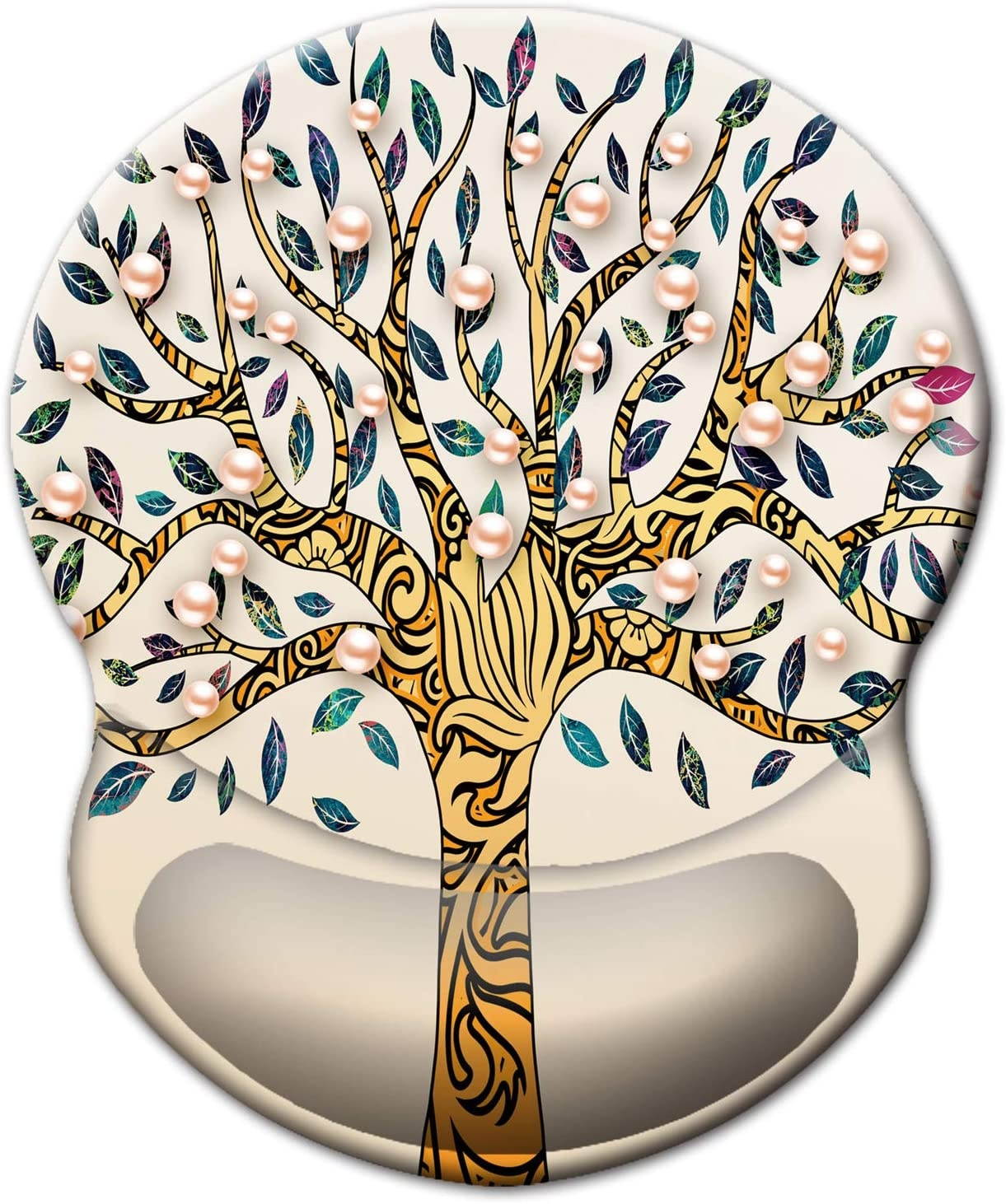 ITNRSIIET Mouse Pad, Ergonomic Mouse Pad with Gel Wrist Rest Support, Gaming Mouse Pad with Lycra Cloth, Non-Slip PU Base for Computer, Laptop, Home, Office & Travel, Tree of Life