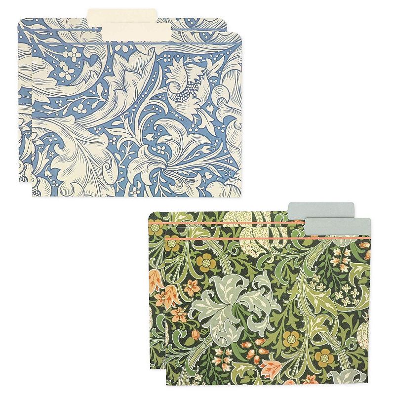 12pcs Paper Cardstock Decorative File Folders Letter Size, Artistic Design Inspired by William Morris Painting, Manilla Folders, File Receipt Document