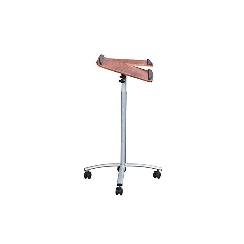 Sit-to-Stand Rolling Adjustable Laptop Cart, 32"W x 18"D x 47" H, Mahogany