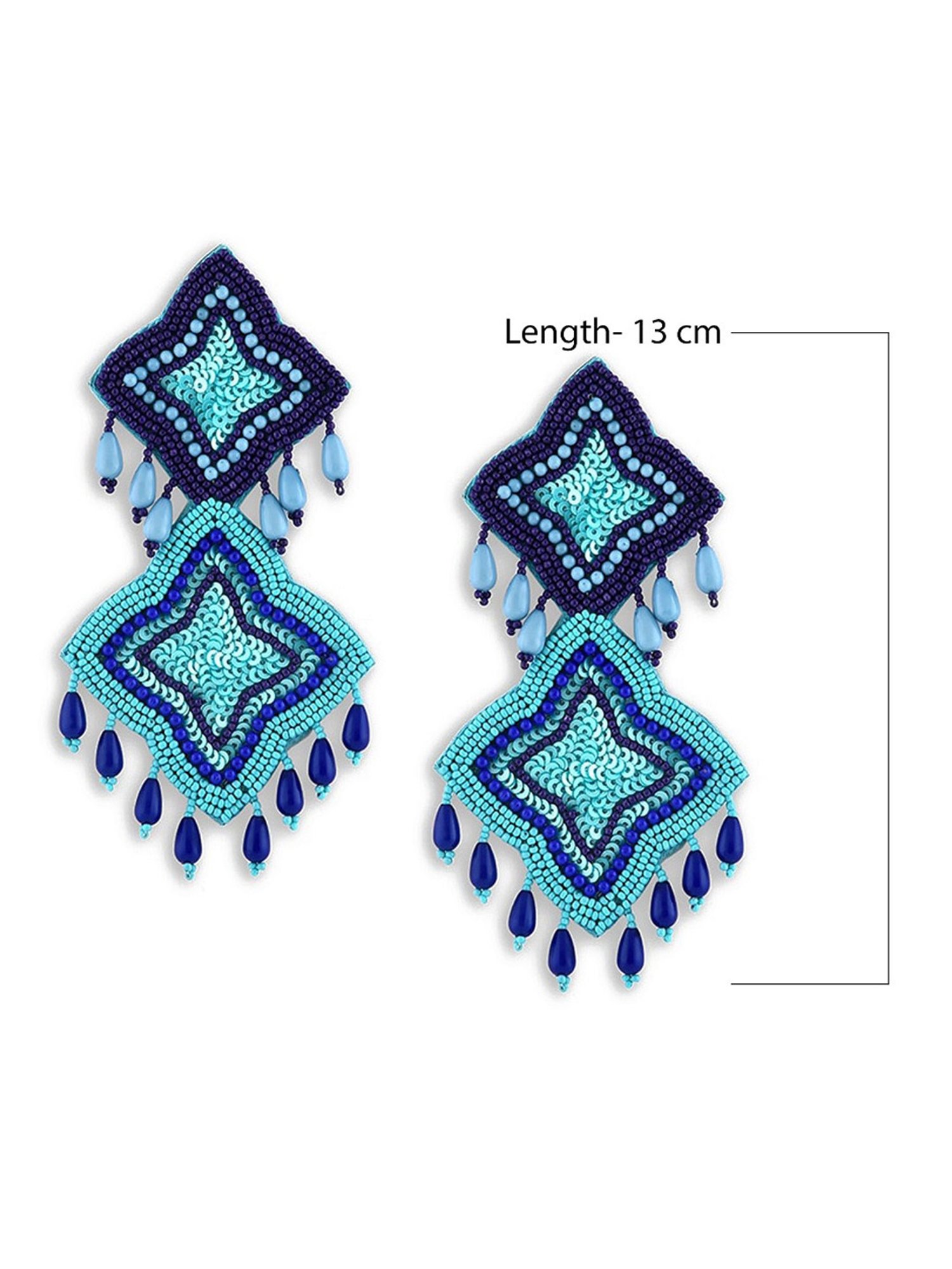 Fida Turquoise Blue Seed Beaded Trendy Blue Dangler