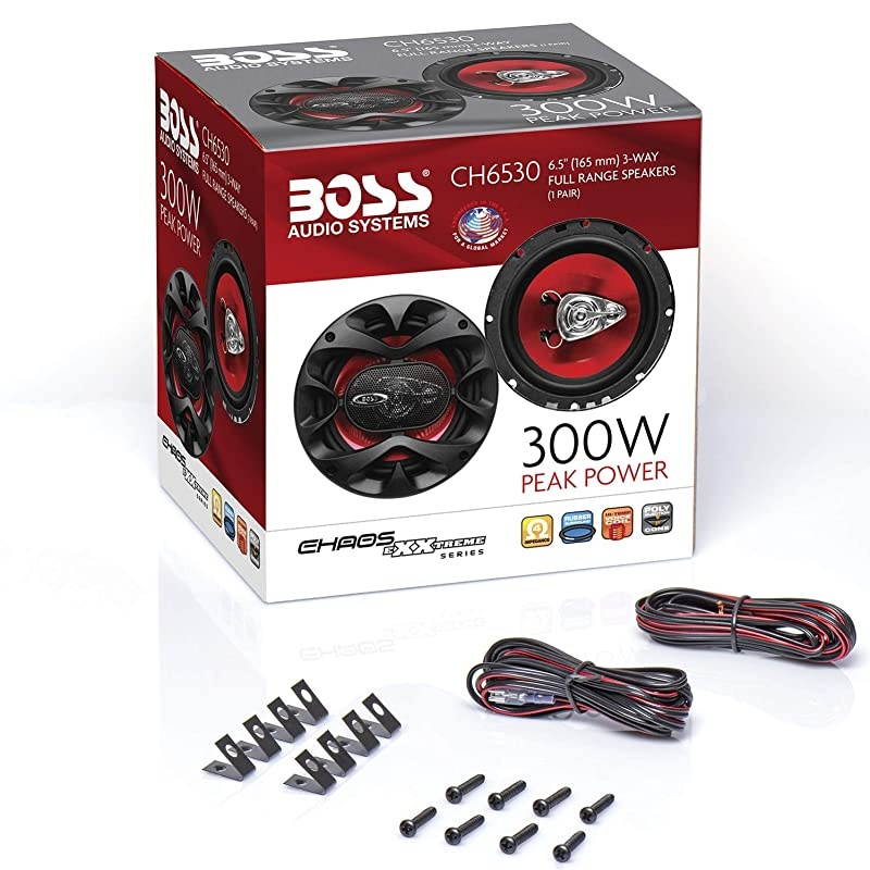 CH6530 Car Speakers - 300 Watts of Power Per Pair and 150 Watts Each, 6.5 Inch, Full Range, 3 Way, Sold in Pairs