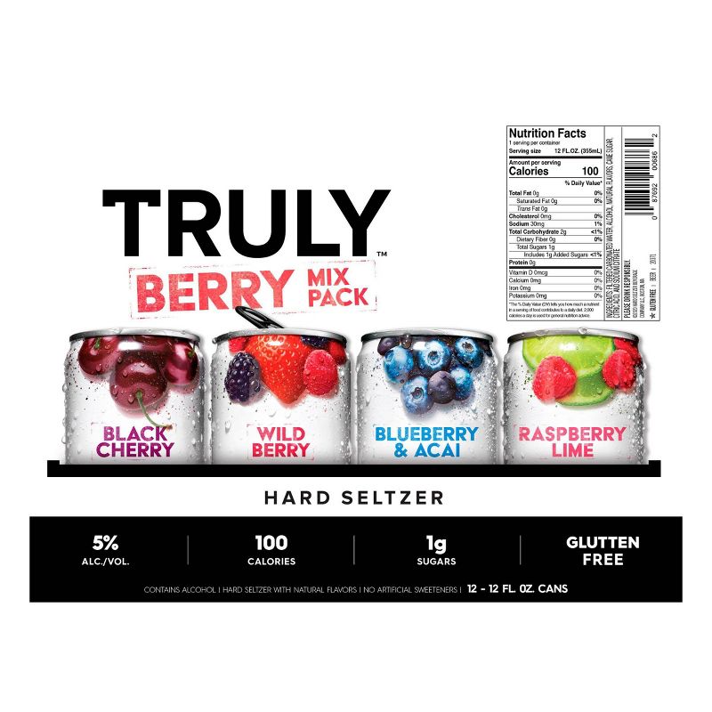 Truly Hard Seltzer Berry Mix Pack - 12pk/12 fl oz Slim Cans