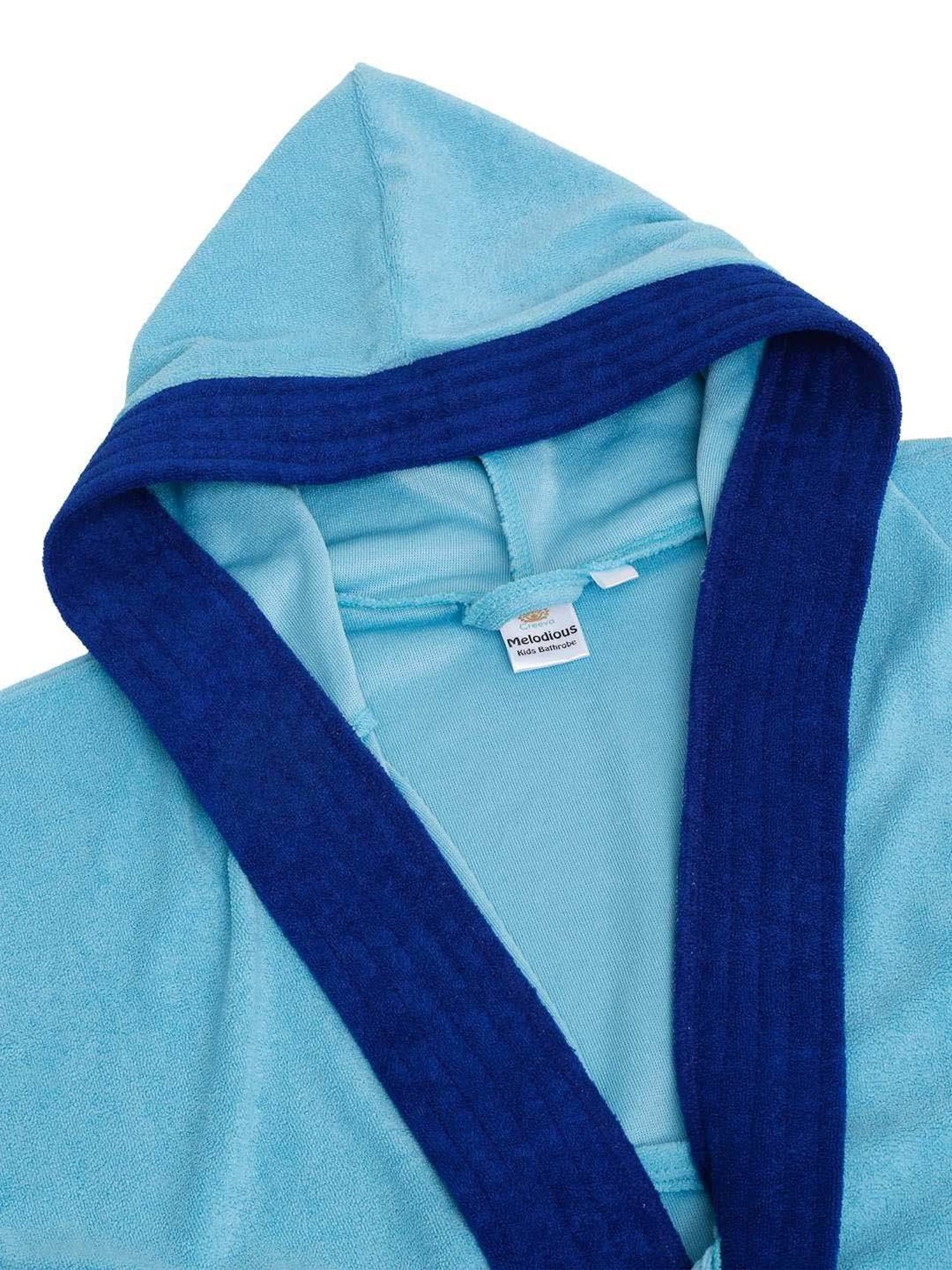 Creeva Melodious Black & Turkish Micro Terry 225 GSM Kids Hooded Bathrobe 4-5 Years With Pocket