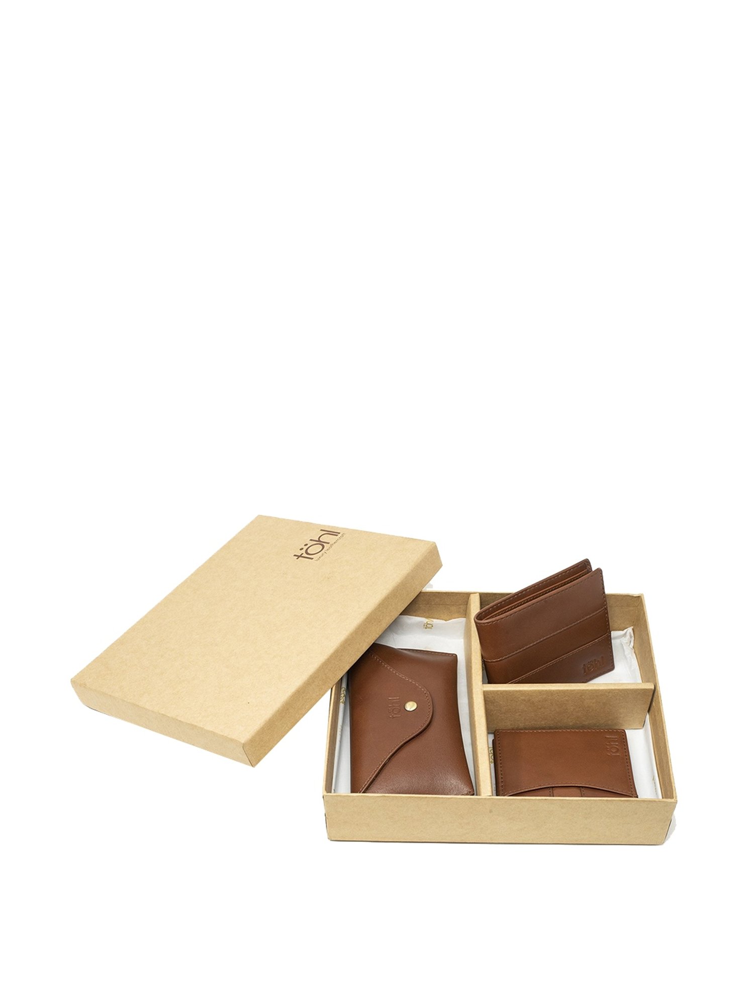 Tohl Volterra Tan Casual Leather Bi-Fold Wallet,Card Holder & Eyewear Case Set for Men