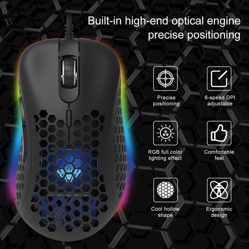 AULA RGB Gaming Mouse with Side Buttons Macro Programming 10000 DPI Adjustable 14 Key Wired USB Backlit Mouse for Desktop Laptop - H510 White