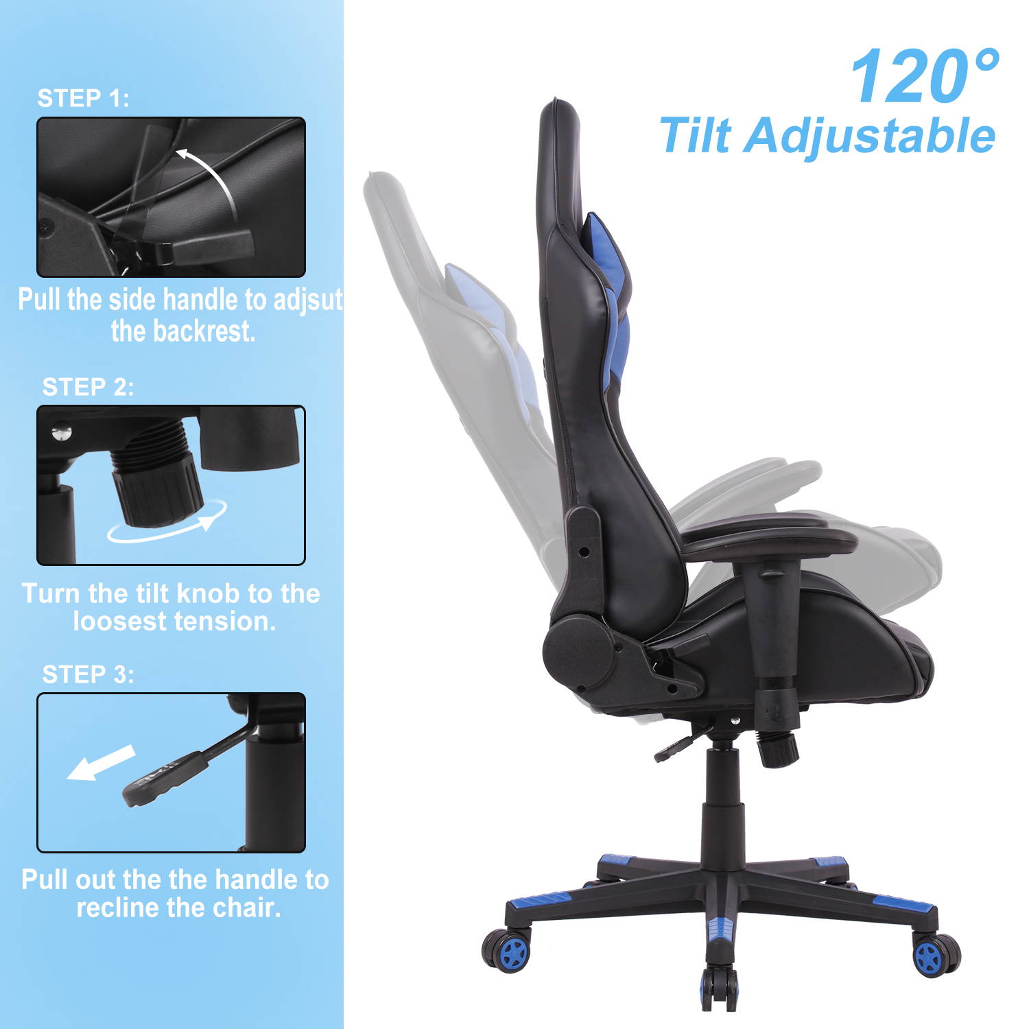 Gaming Chair High Back Reclining Computer Desk Chair Ergonomic Backrest Executive Office Chair, Red