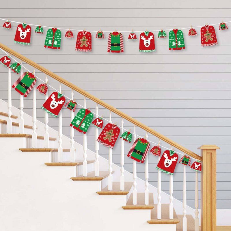 Big Dot of Happiness Ugly Sweater - Holiday and Christmas Party DIY Decorations - Clothespin Garland Banner - 44 Pieces