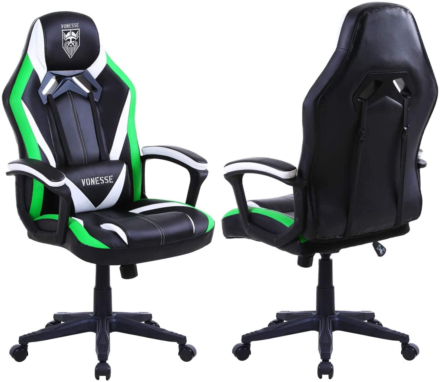 Vonesse Green Gaming Chair, Gaming Desk Chair for Teens, Computer Chair with Massage, High Back Home Office Desk Chairs, Big and Tall Gamer Chair, Computer Desk Chair, Game Chair for Kids (Green)