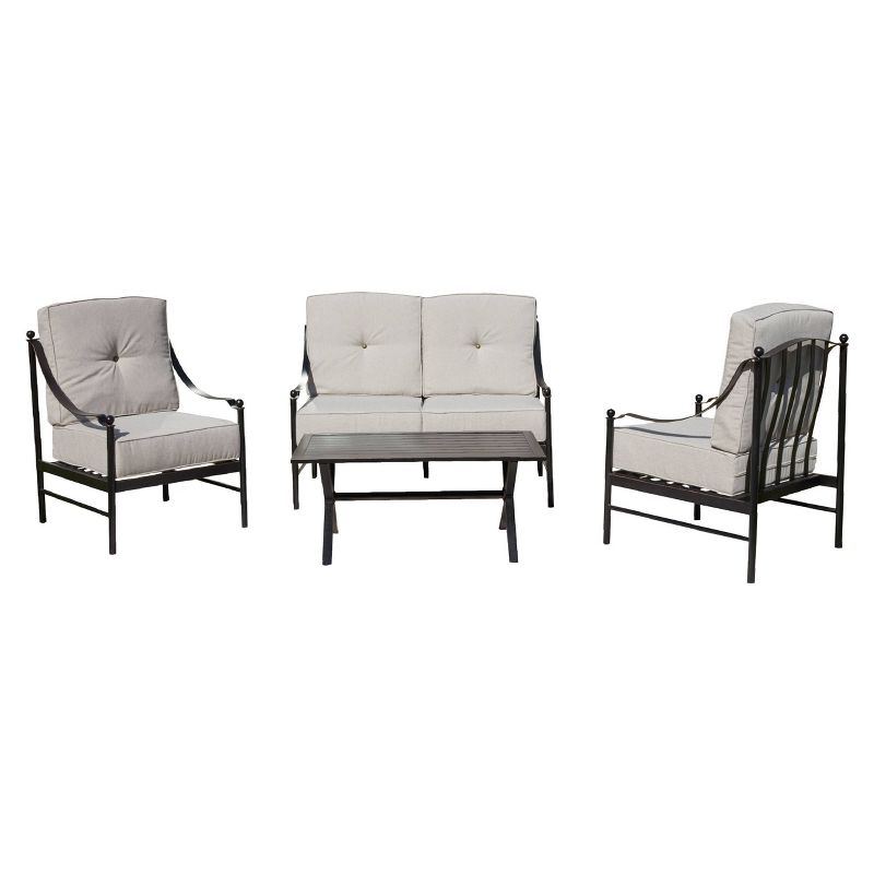 2pc Steel Outdoor Patio Accent Chairs Cream - Lokatse