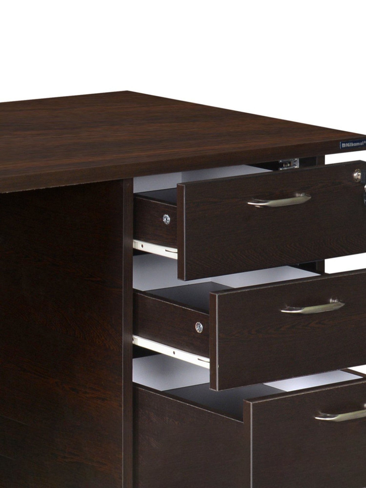 Nilkamal Maximus Black Engineered Wood Office Table with 3 Drawers