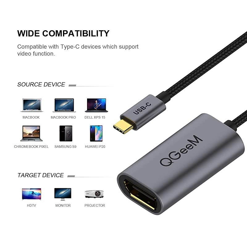USB C to DisplayPort Cable 4K60HZ Thunderbolt 3 to Displayport Cable Compatible with MacBook Pro 20192018ipad pro 2018Surface BookDell XPSSumsang Galaxy S10 Note 9 DexUSB C to DP Adapter