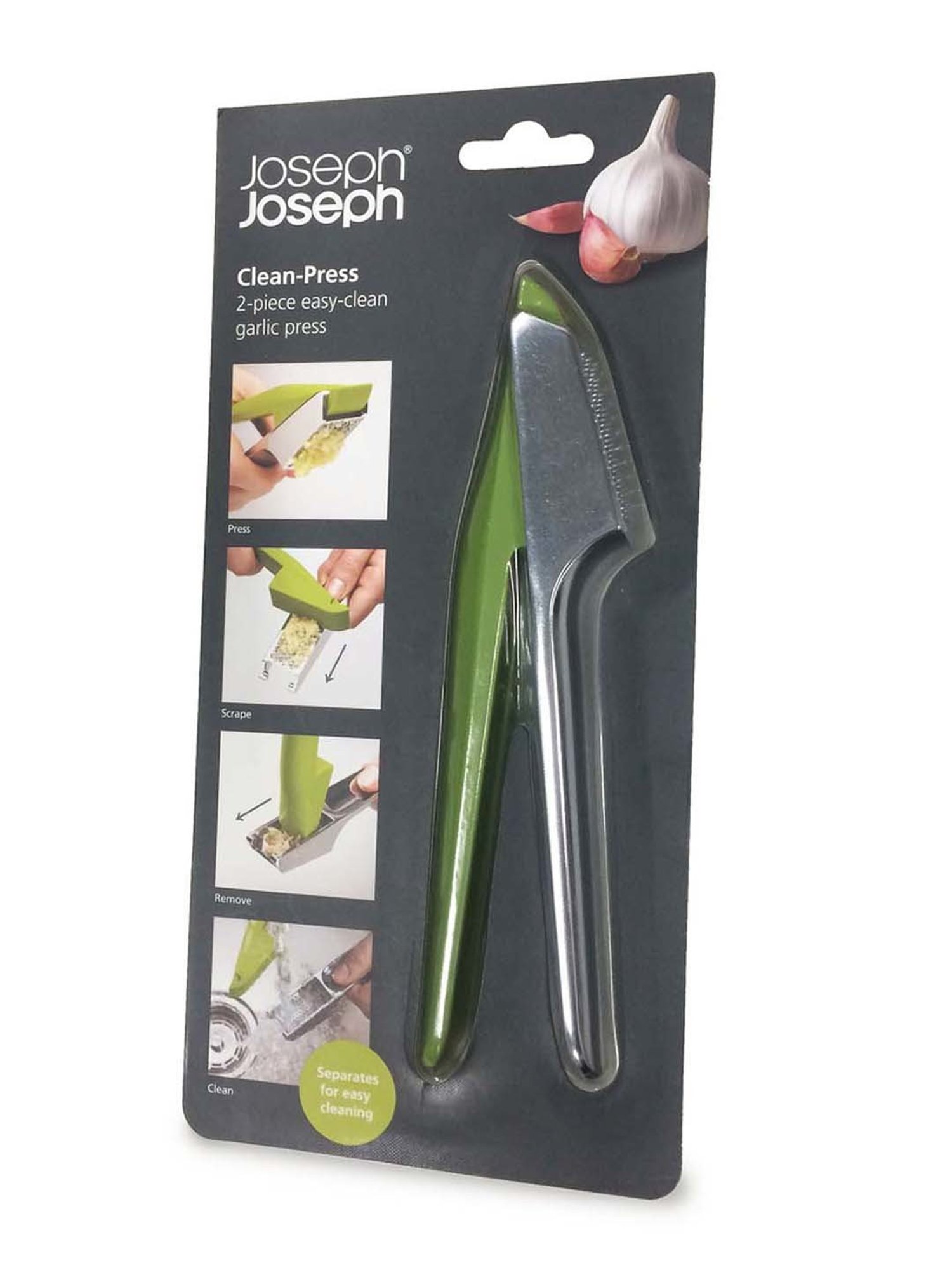 Joseph Joseph Green Stainless Steel 3 cm Garlic Press - Set of 2