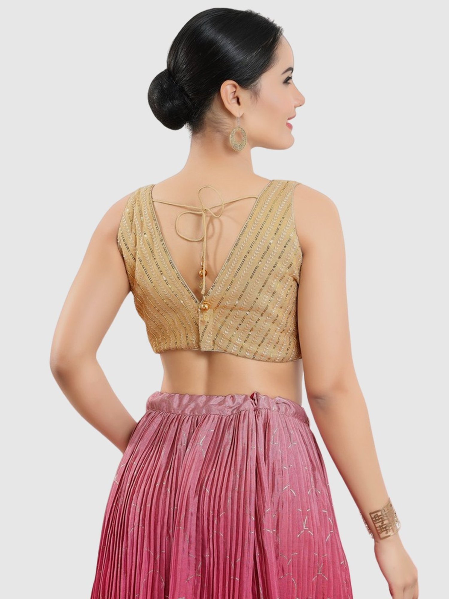 Salwar Studio Beige Embellished Blouse