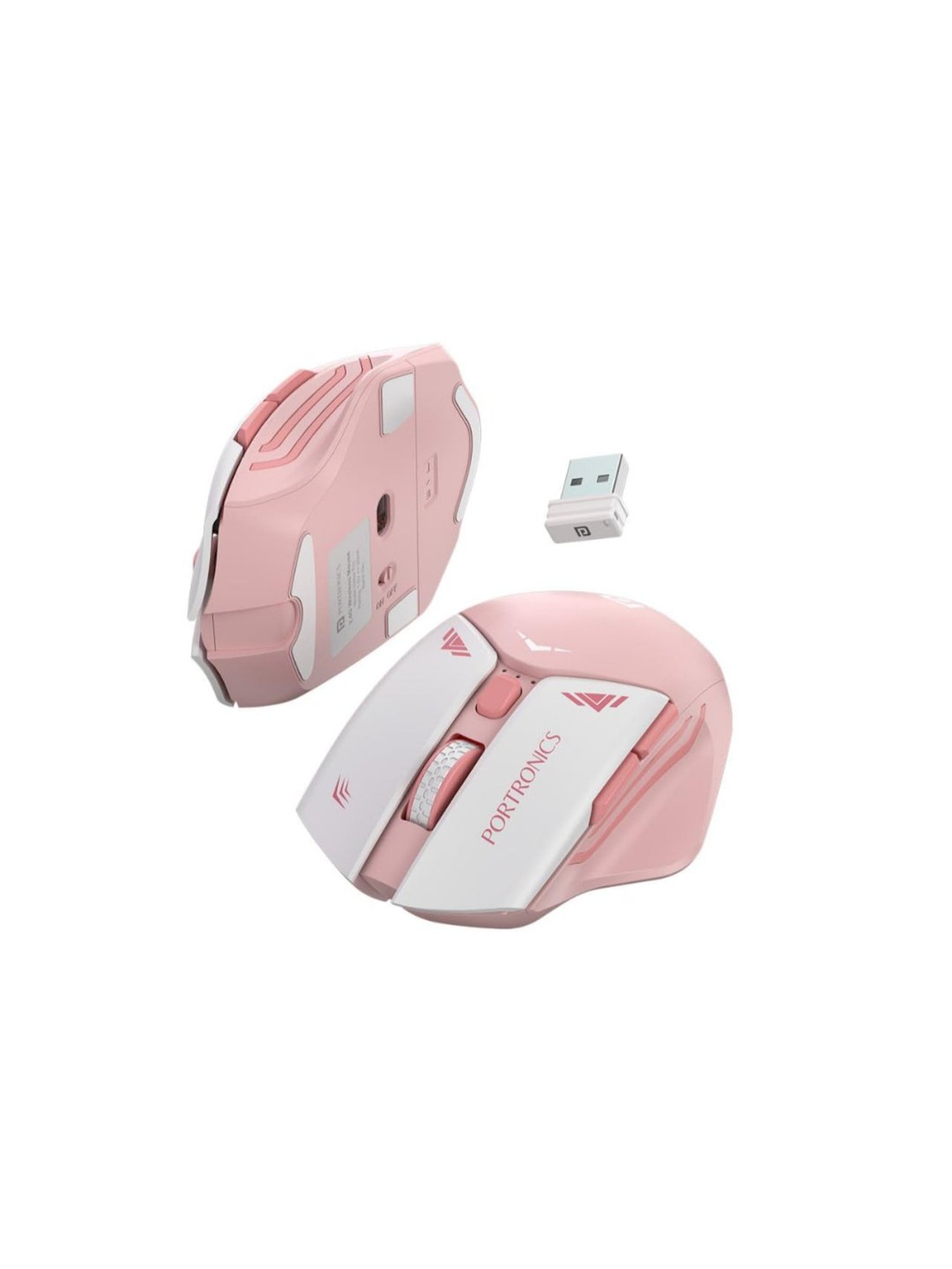 Portronics Vader Pro Wireless Gaming Mouse with 2.4 GHz Receiver & 6 Buttons (Cherry Pink)