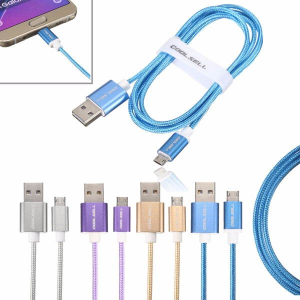 1.2M Braided Micro USB 2.0 Charger Data Sync Cable Cord For Tablet Cell Phone Silver