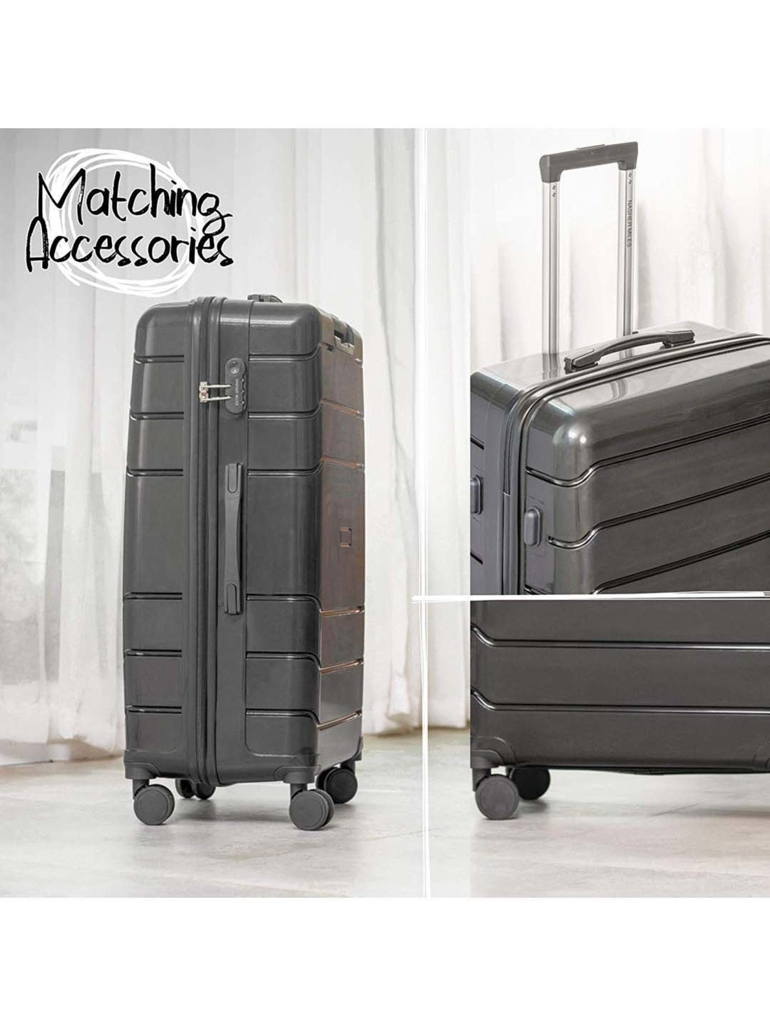 Nasher Miles Lisbon Polypropylene Black Hardsided Luggage Set (NM 10312 Lisbon Black S2-24-28)