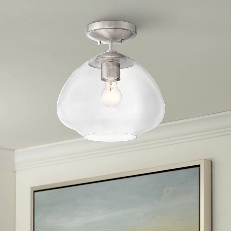 Possini Euro Design Possini Euro Orilla 12" Wide Brushed Nickel Clear Glass Ceiling Light