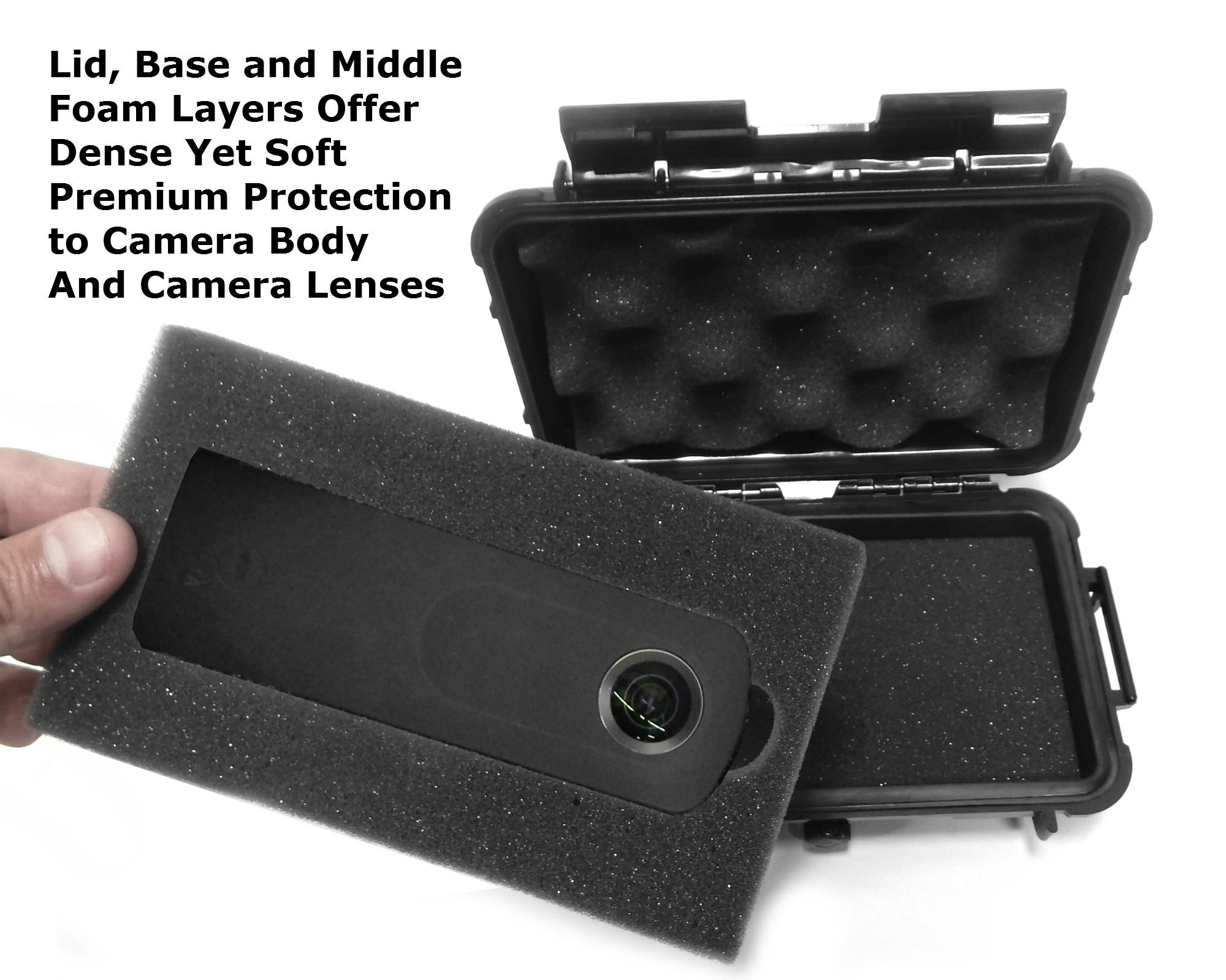 CASEMATIX Impact Protection WATERPROOF Travel Case For Ricoh Theta S Digital Camera and Theta M15 360 Degree Spherical Panorama Cameras - Includes Dense Absorbing Foam and Rubber Lining Seal