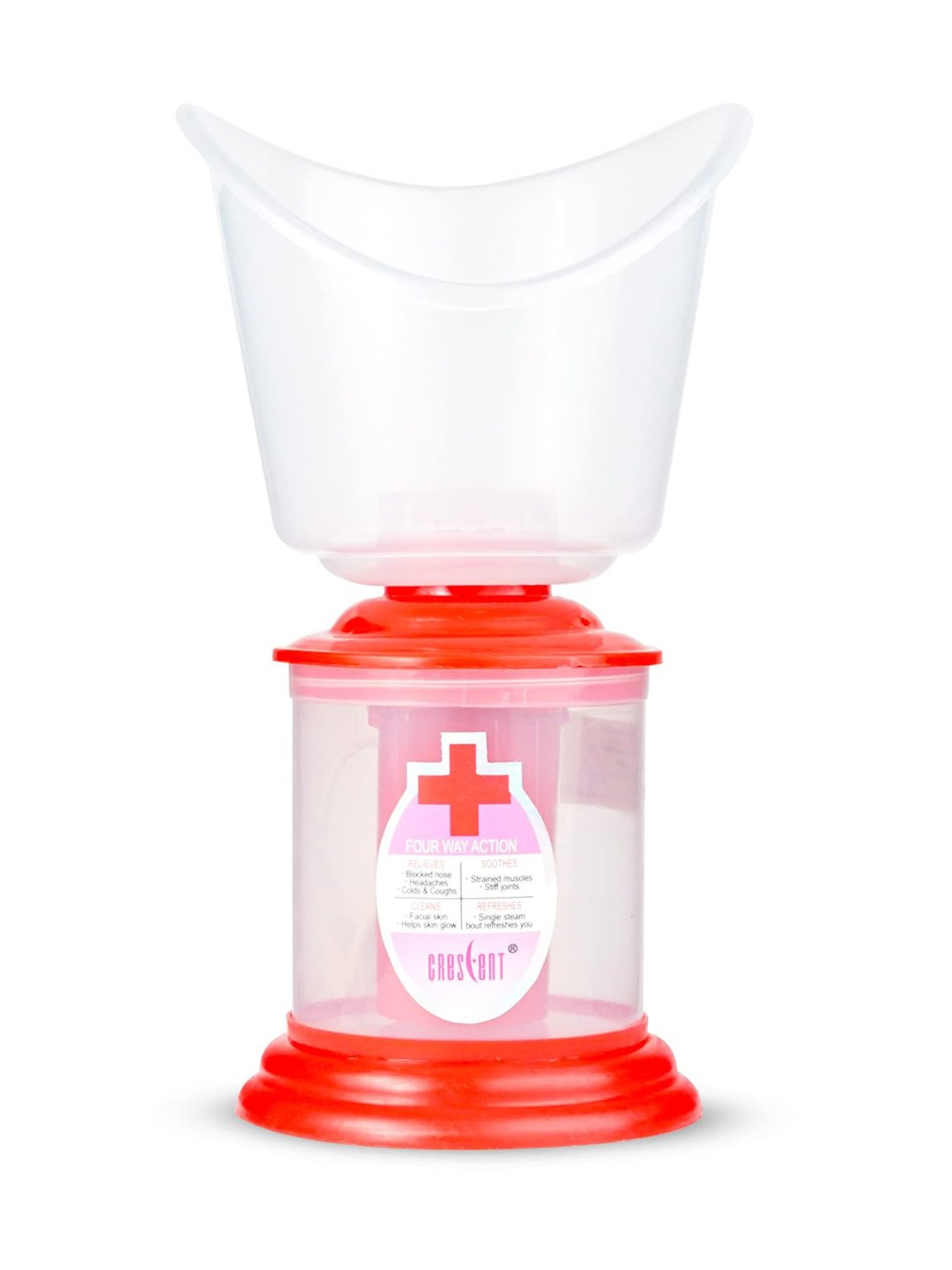 Crescent 3 in 1 Facial Steamer for face, Steamer Vaporizer for Cold & Cough, Facial Sauna (Red)