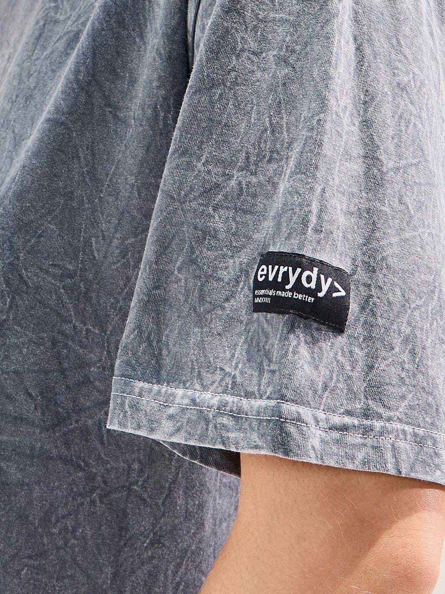 Styli Grey Cotton Textured Oversized T-Shirt