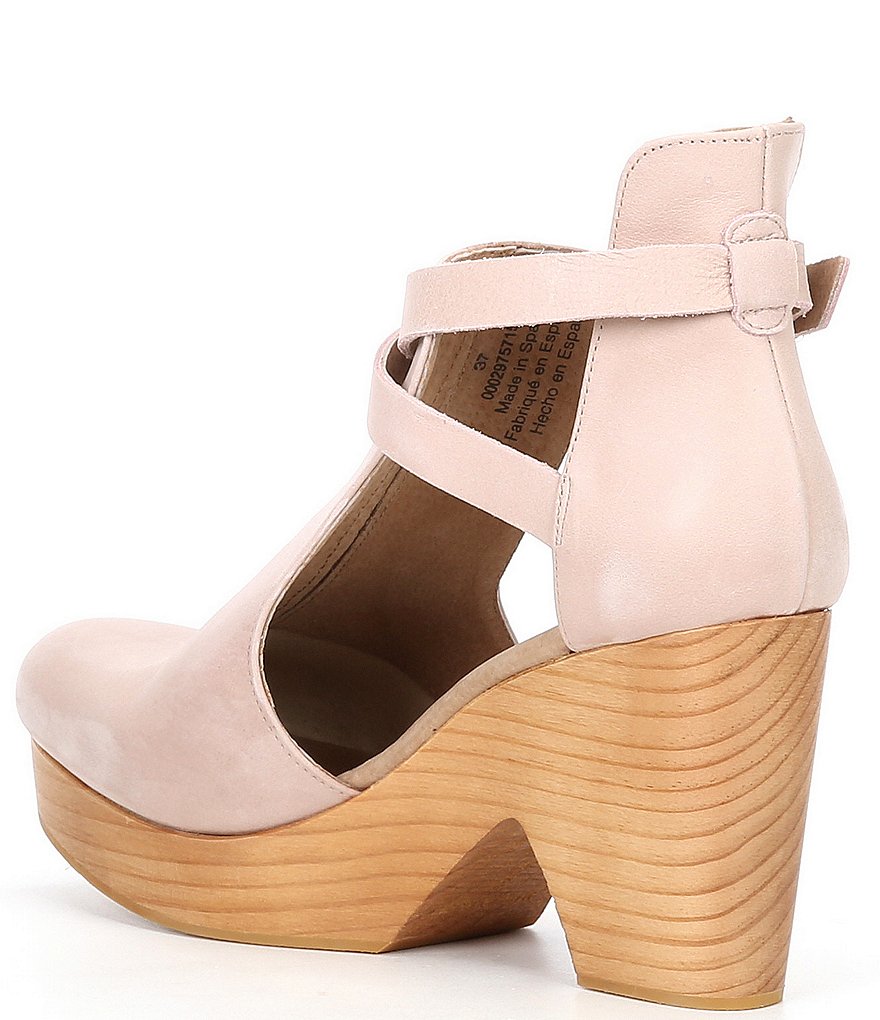 Free People Cedar Leather Buckle Wood Clogs