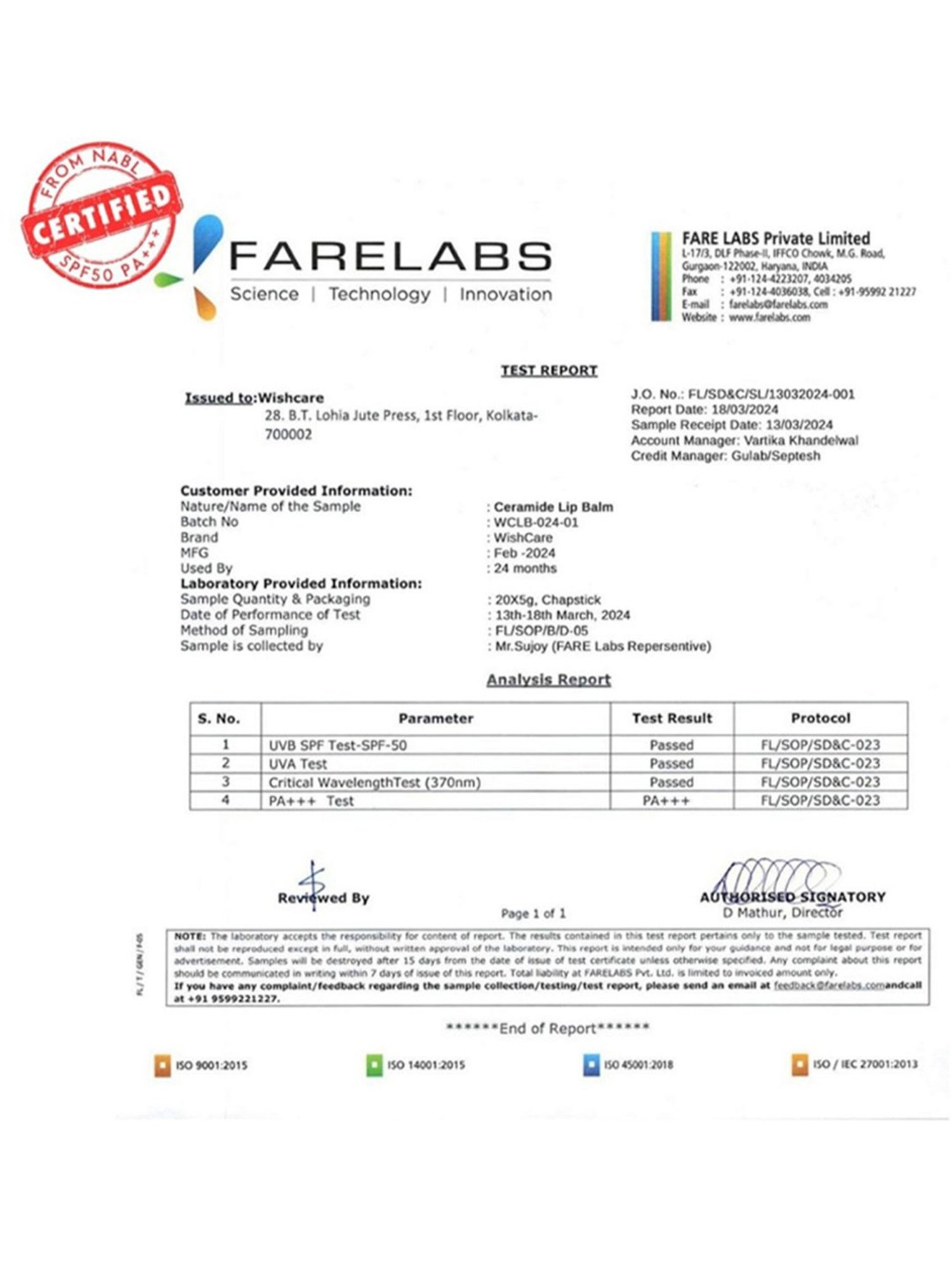 Wishcare Tinted Ceramide Lip Balm SPF 50 PA+++ - 5 gm